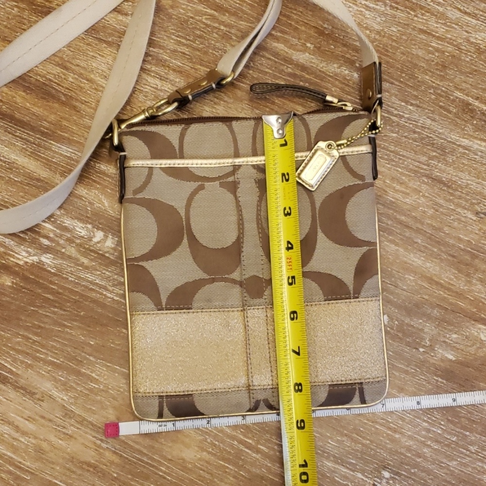 Adorable gold and beige Coach crossbody